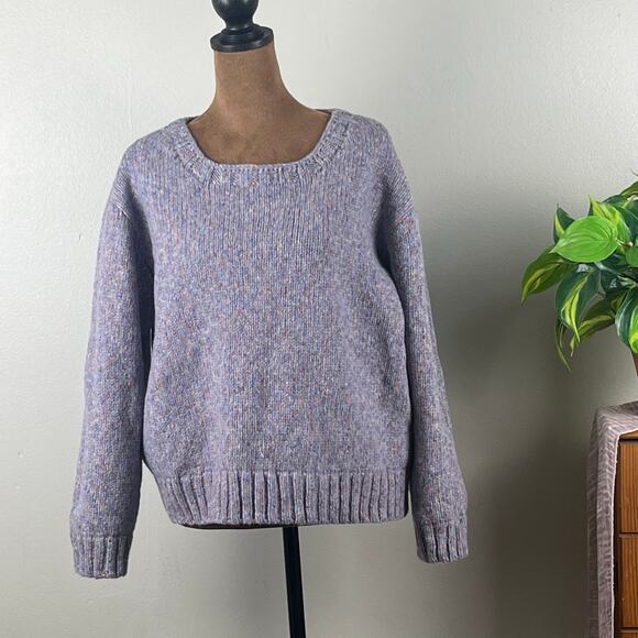 You Must Create Variegated Purple Ingrid Confetti Wool Blend Sweater Size Large - Picture 1 of 10